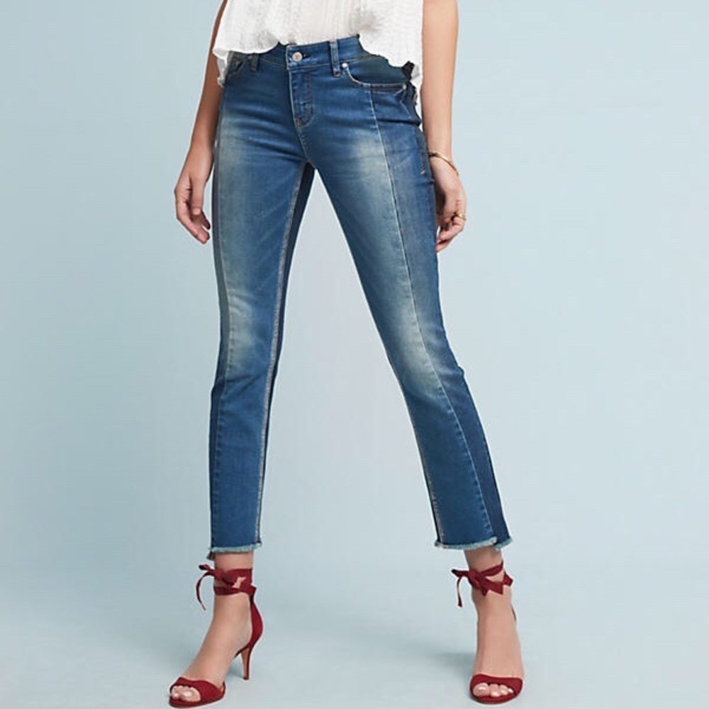 Anthro / Pilcro two-toned straight leg jean